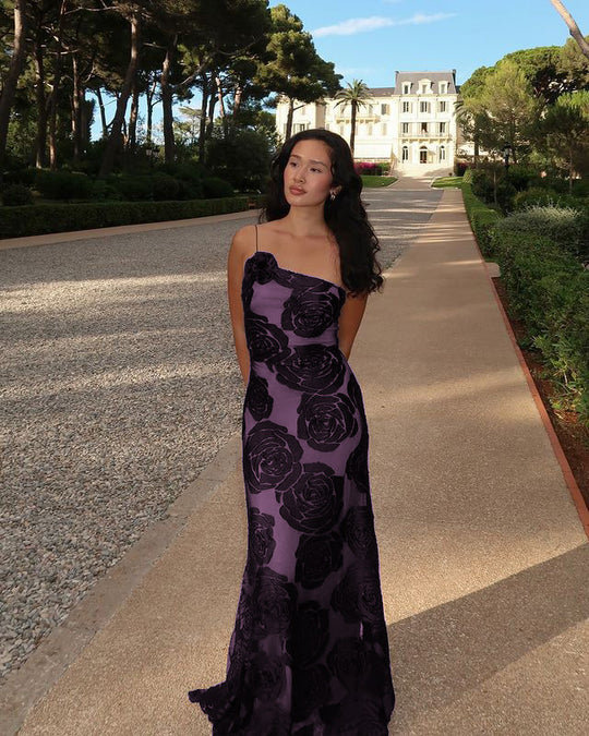 Damen elegant geschnittenes Abendkleid mit floralem Muster und raffinierten Details R&B