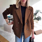 Damen Modische Doppelreihige Blazerjacke mit strukturierten Ärmeln R&B