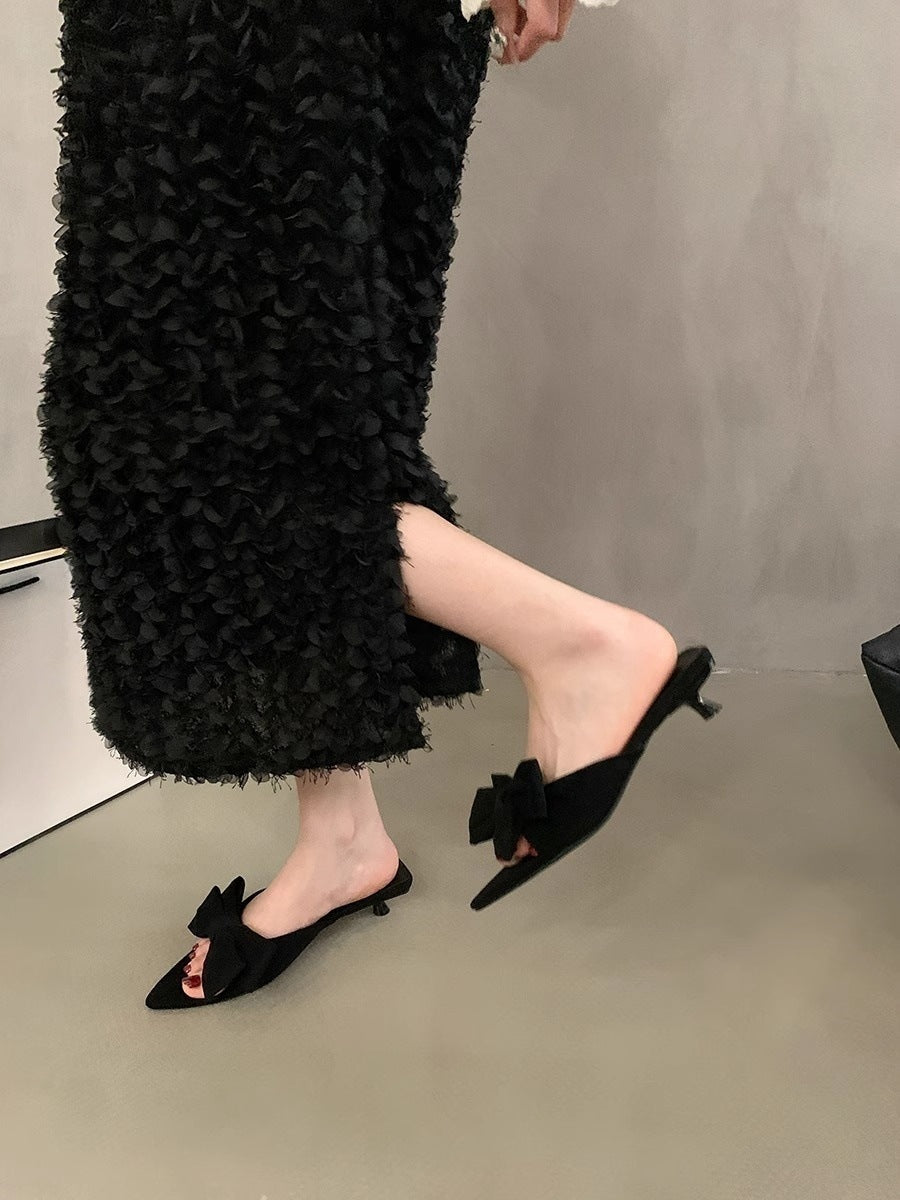 Damen elegante Mules mit Schleifenakzenten R&B