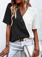 Damen Hemdbluse mit asymmetrischem Design und Knopfdetails R&B