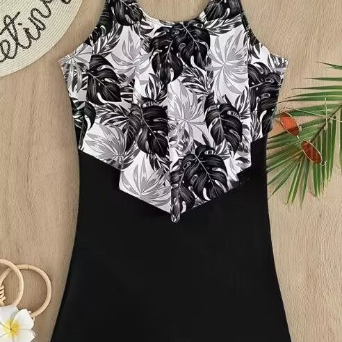 Damen Einteiliger Badeanzug mit floralem Oberteil R&B