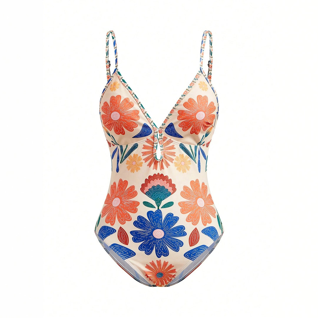 Damen Blumenmuster Badeanzug mit passendem Rock R&B