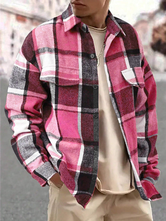 Herren nan weite Karo-Hemdenjacke aus weichem Flanell mit aufgesetzten Brusttaschen R&B