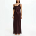 Damen Elegantes Maxikleid mit asymmetrischem Oberteil und fließendem Schnitt R&B