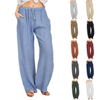 Damen nan weite Leinenhose mit elastischem Bund und Tunnelzug R&B