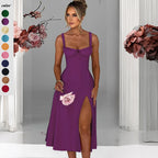 Damen raffinierte Midi-Robe mit tiefem Schlitz und Rüschendetails R&B