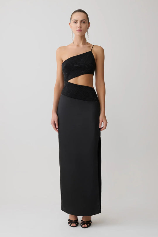 Damen Elegantes Maxikleid mit asymmetrischem Schnitt und raffiniertem Cut-Out R&B