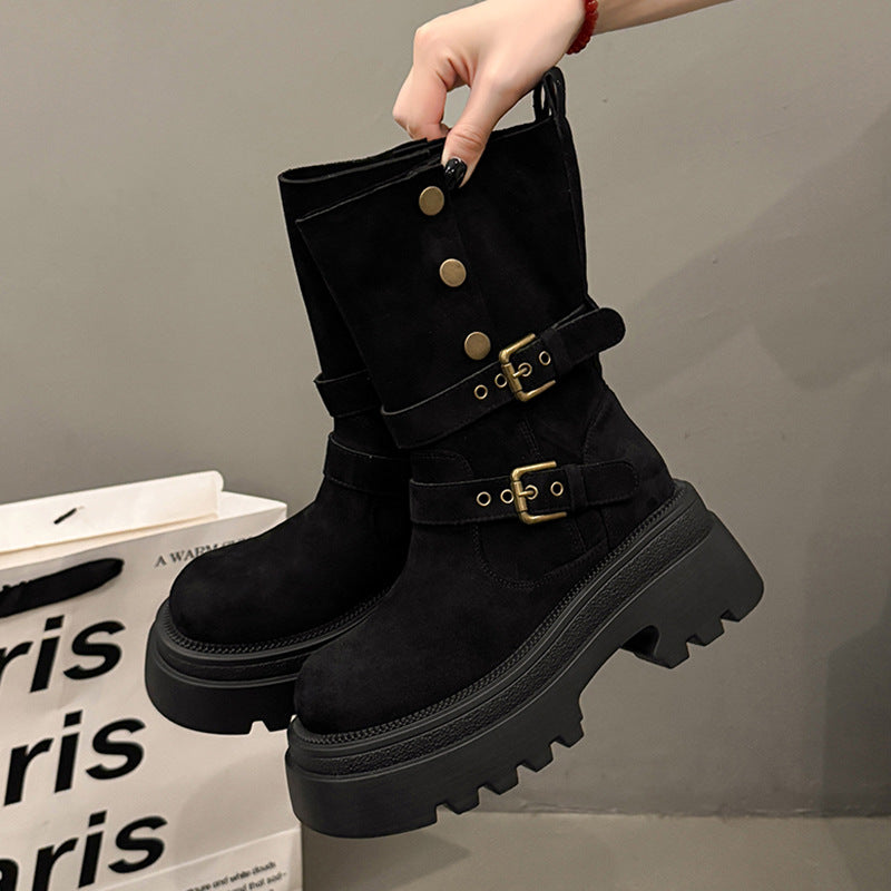 Damen Stiefeletten mit stylishen Schnallen und rutschfester Sohle R&B