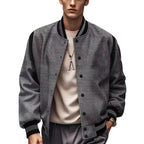 Herren Sportliche Collegejacke im retro Stil mit Kontrastärmeln und Druckknopfverschluss R&B