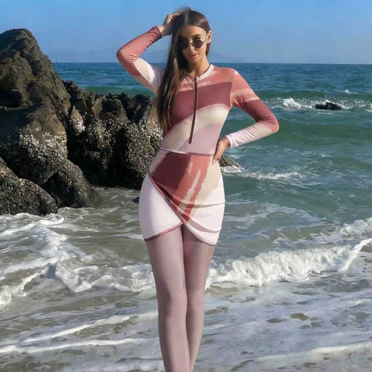 Damen Modischer Surfanzug mit Zip und elegantem Rock R&B
