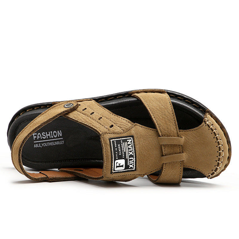 Herren Komfortable Leder-Sandalen mit verstellbarem Riemen R&B