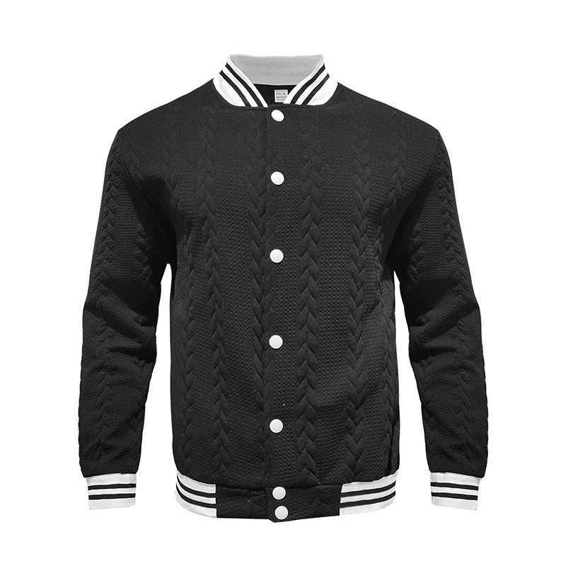 Herren stylische Bomberjacke mit strukturiertem Strickmuster und sportlichen Akzenten R&B