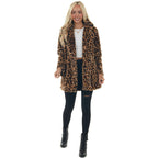 Damen Gemütliche Leopard-Fleecejacke mit offenem Kragen R&B
