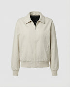 Damen leichte Blousonjacke aus Baumwollmix mit Hemdkragen, Ziernähten und elastischem Bund R&B