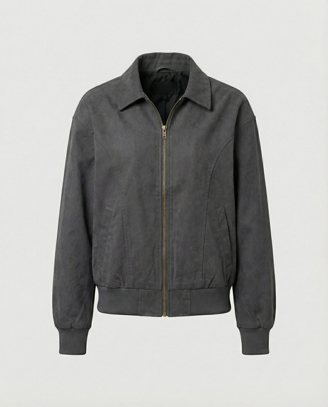 Damen leichte Blousonjacke aus Baumwollmix mit Hemdkragen, Ziernähten und elastischem Bund R&B