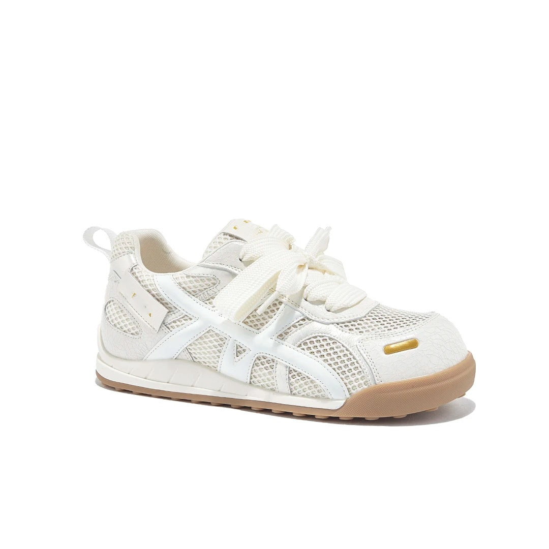 Damen Atmungsaktive Freizeit-Sneaker mit trendigem Mesh-Obermaterial und verspieltem Schnürdesign R&B