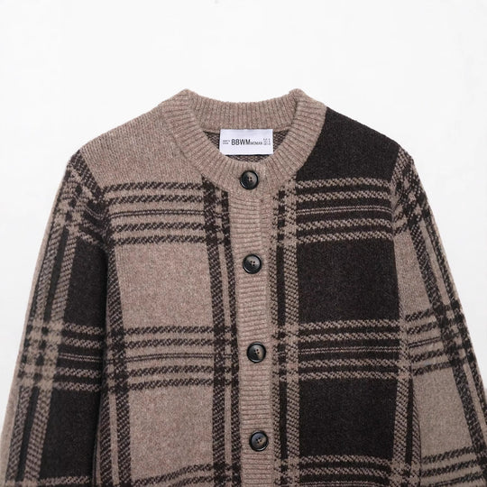 Damen Modische Karostrickjacke R&B