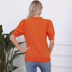 Damen Kurzarm-Pullover mit lässigem Kürbis-Motiv R&B
