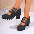 Damen Plateau-Pumps mit dekorativen Riemen und bequemer Sohle R&B