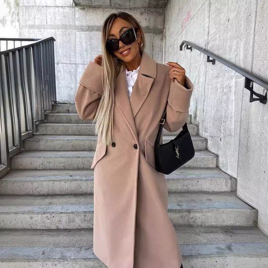 Damen Eleganter Oversized-Wollmantel R&B