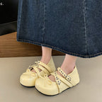 Damen elegante Schnürballetschuhe mit modischen Doppelriemen R&B