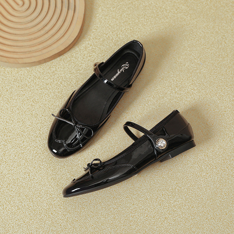 Damen elegante Ballerinas mit dekorativem Riemen und funkelndem Schmuckdetail