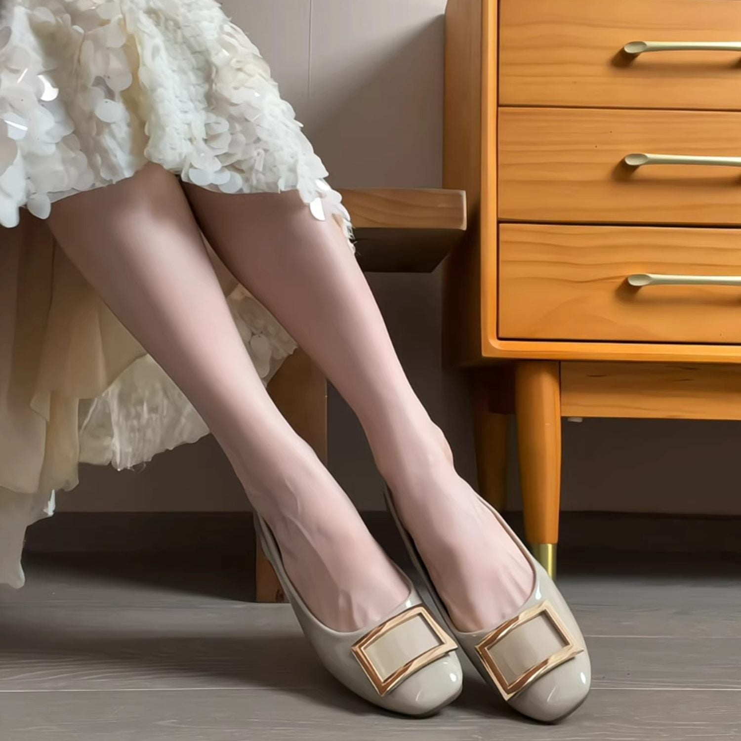 Damen Ballerinas mit modischer Schnallenverzierung und komfortablem Fußbett R&B