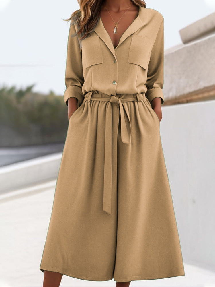 Damen lässiges Leinen-Hemd und Hose Set R&B
