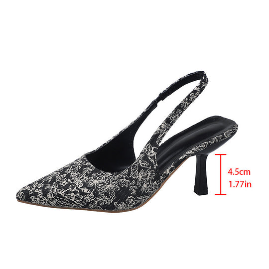 Damen Slingback-Pumps mit floralem Muster und elegantem Absatz R&B