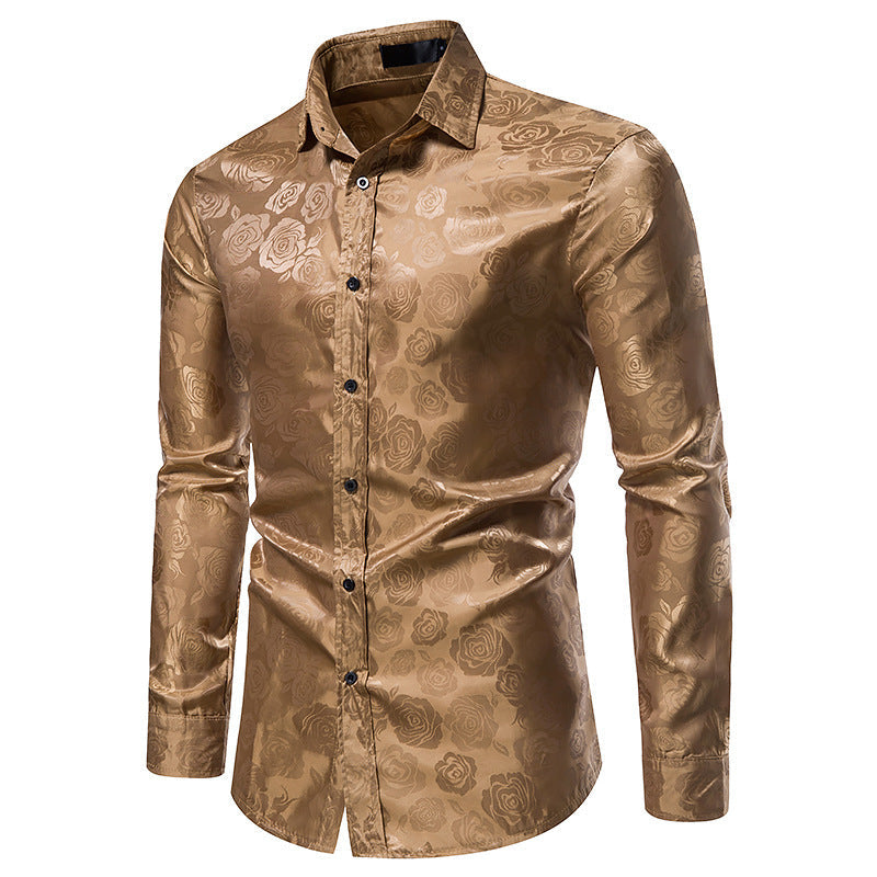 Herren Hemd mit floralen Prägungen und elegantem Glanz R&B