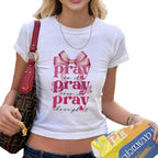 Damen ärmelloses T-Shirt mit inspirierendem Spruch und verspieltem Schleifenmotiv R&B