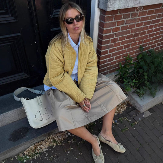 Damen gesteppte Übergangsjacke mit lässigem Schnitt und großen Taschen R&B