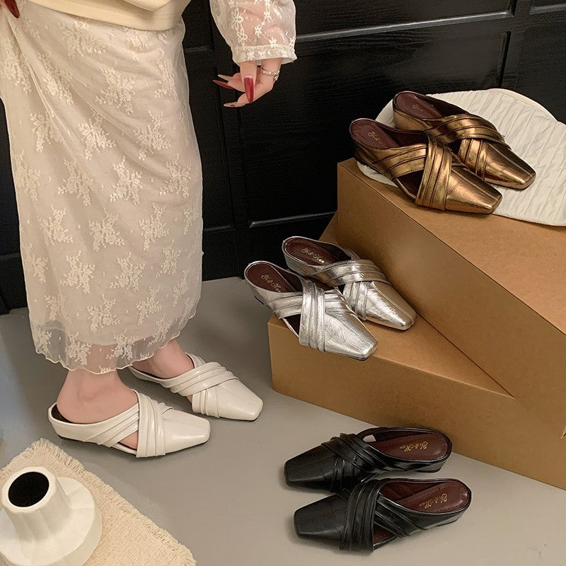 Damen elegante Mules mit geschwungenem Design