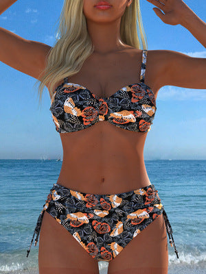 Damen Bikini-Set mit floralem Leopardenmuster und komfortablem Schnitt R&B