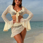 Damen Bikini-Set mit elegantem Wickelrock und verspielten Rüschendetails R&B