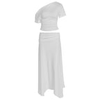 Damen Elegantes Maxikleid mit asymmetrischem Design und Raffung R&B