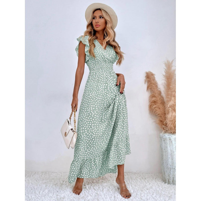 Damen Maxikleid mit Rüschendetails und verspieltem Muster R&B