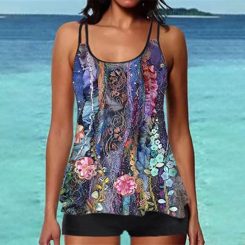 Damen Tankini-Oberteil mit floralem Design und Rückenriegel R&B