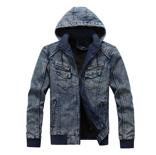 Herren gefütterte Jeansjacke mit Kapuze R&B