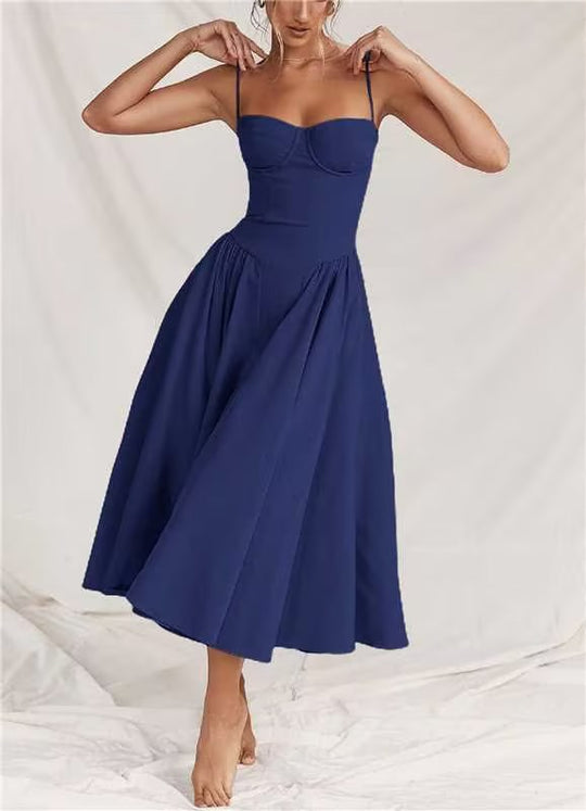 Damen Midikleid mit knöpfbarem Oberteil und schwingendem Rock R&B