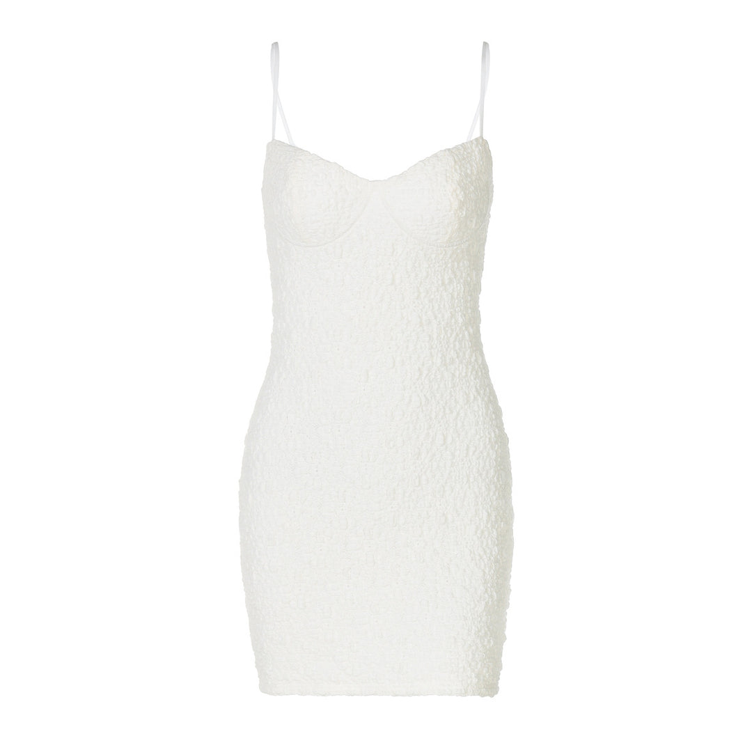 Damen Figurbetontes Minikleid mit strukturiertem Material und feinen Spagettiträgern R&B