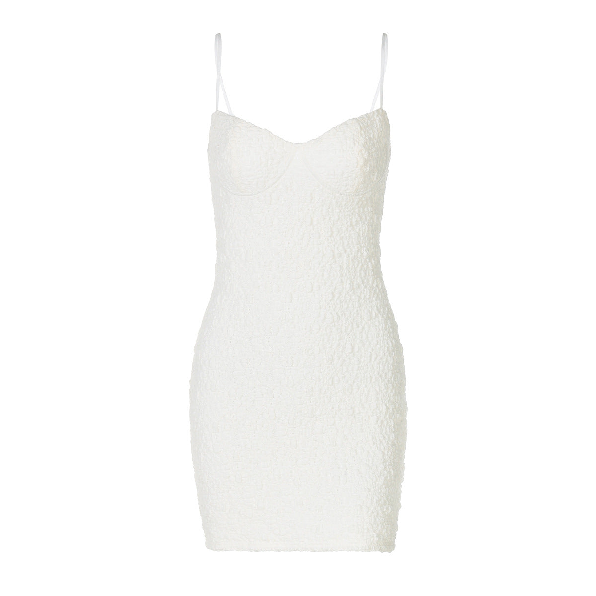 Damen Figurbetontes Minikleid mit strukturiertem Material und feinen Spagettiträgern R&B
