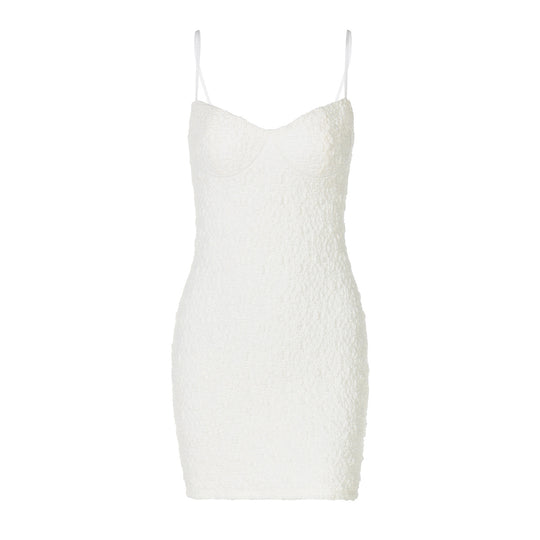 Damen Figurbetontes Minikleid mit strukturiertem Material und feinen Spagettiträgern R&B