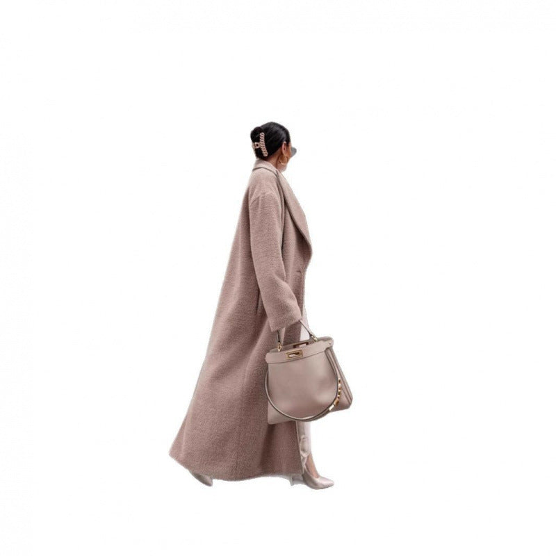 Damen Luxuriöser Wollmantel mit strukturiertem Design und klassischem Kragen R&B