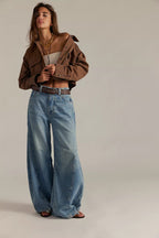Damen Overdye Jeans mit weitem Schnitt