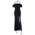 Damen Elegantes Maxikleid mit federgeschmücktem Oberteil und seitlichem Schlitz R&B