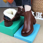 Damen Komfortable Stiefeletten mit warmem Innenfutter und rutschfestem Absatz R&B