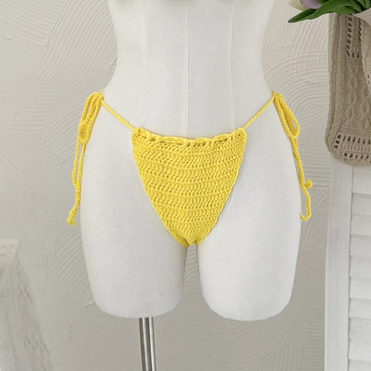 Damen Häkel-Bikini-Oberteil mit floralen Akzenten und verstellbaren Trägern R&B