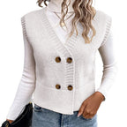 Damen Strickweste mit doppelter Knopfleiste und stylischem V-Ausschnitt R&B