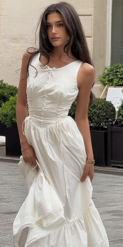 Damen Maxikleid mit raffinierten Rüschendetails und taillierter Silhouette R&B